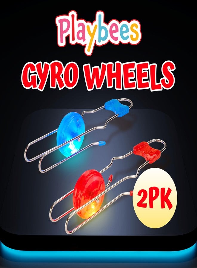 Playbees Light Up Gyro Wheels Classic Vintage Trick Yoyo Retro Rail Twister, Twirler, Mesmerizing Spinning Lighting Effects Sensory Fidget Toys, Christmas Stocking Stuffers, Nostalgia Gifts (2 Pack) - Image 2